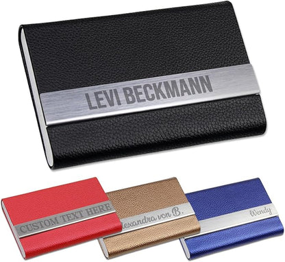 Taikuri Custom Business Card Holder Personalized Engraved Leather Business Card by Taikuri