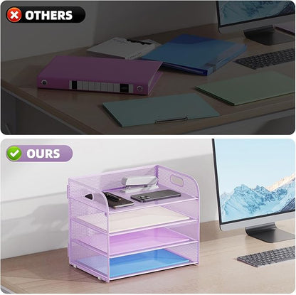 Marbrasse 2 Pack 4 Tier Paper Organizer Letter Tray - Image 2