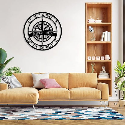 Metal Name Signs Personalized, Nautical Compass GPS Coordinates Metal Sign - Image 5