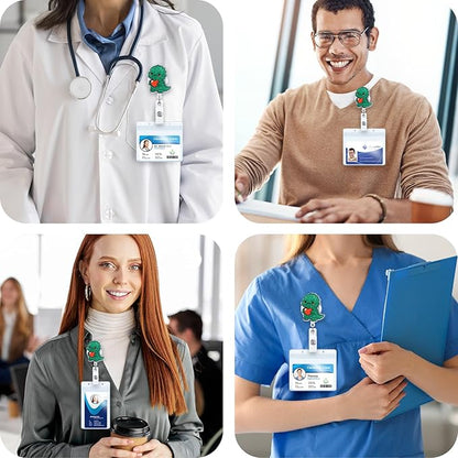 Cute Dinosaur Pediatric Nurse Badge Reel, Retractable ID Card T-Rex Badge - Image 4
