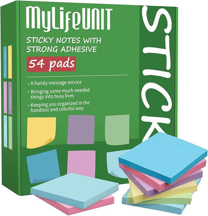 MyLifeUNIT Sticky Notes 3x3, Bulk Pack 54 Note Pads 5400 Sheets by MyLifeUNIT