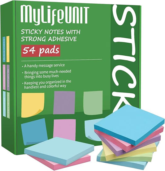 MyLifeUNIT Sticky Notes 3x3, Bulk Pack 54 Note Pads 5400 Sheets by MyLifeUNIT