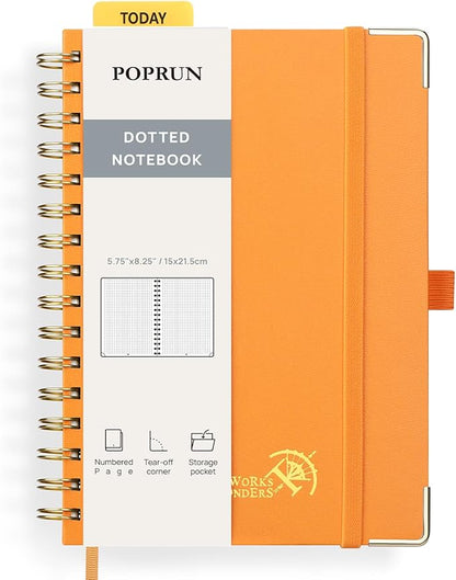 POPRUN Spiral Dotted Journal Notebook, by POPRUN