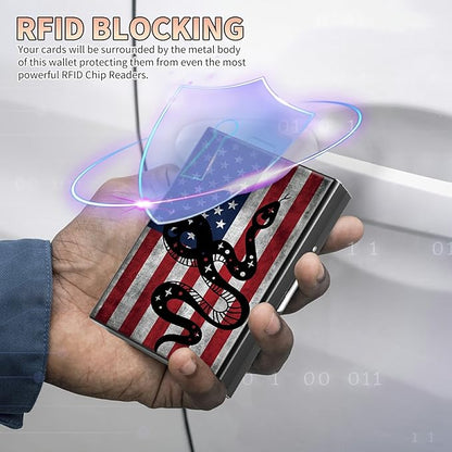BWEGRHE Slim Credit Card Holder, Snake Flag RFID Blocking Metal Wallet - Image 3