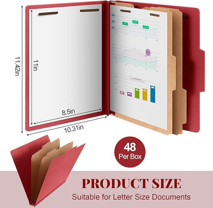 Skyygemm 48 Pcs Classification Folders Letter Size, 2 Divider Pressboard File - Image 2