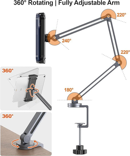 YICOSUN Tablet Arm Mount with Super Grip, Adjustable Foldable Holder & Heavy - Image 2