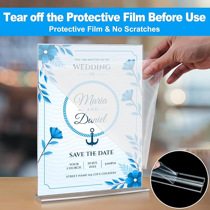 EHWINE Acrylic Sign Holder 8.5 x 11, 10 Pack Double-Sided Stand up Table Top - Image 3
