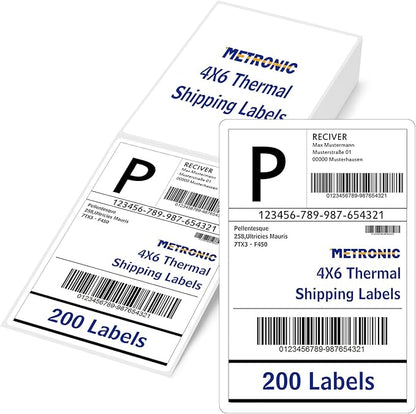 METRONIC Thermal Labels 4x6 200 Labels Fanfold Direct Shipping Label by METRONIC