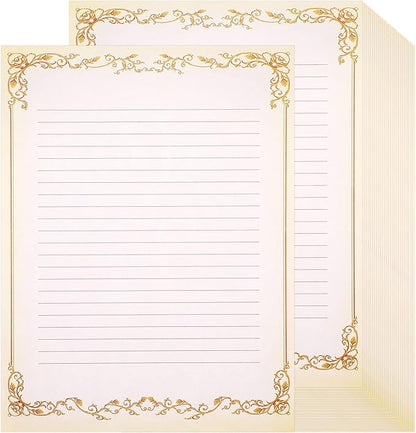 Sabary 200 Sheets Lined Stationary Writing Paper 8.5 x 11 Inch Fancy Vintage by Sabary