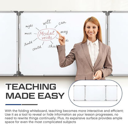 72" x 24" Foldable Whiteboard Dry Erase Board Large Tri Folding Whiteboard - Image 4