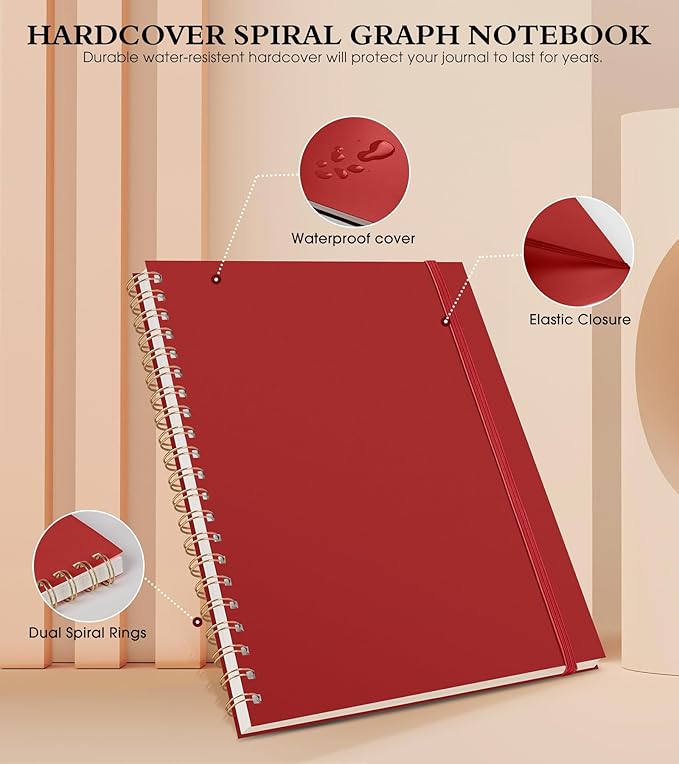 Graph Paper Notebook, Spiral Notebook Journal 8.5” x 11”, A4 Large Grid - Image 3