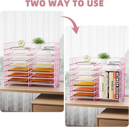 Marbrasse Desktop Literature Organizer, 12 Compartments Mesh Paper Organizer - Image 5