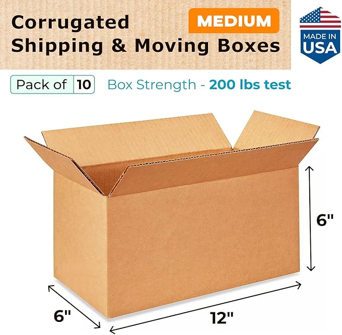 IDL Packaging - B-1266-10 Small Corrugated Shipping Boxes 12"L x 6”W x 6"H - - Image 2