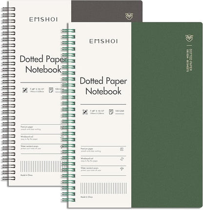 EMSHOI Dotted Journal Spiral Notebook 7.48" x 10.15" by EMSHOI