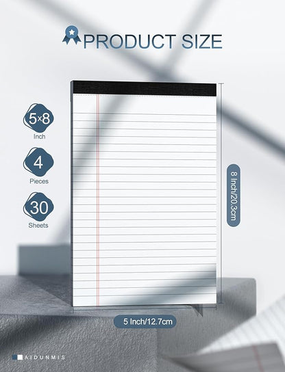 Note Pads 5x8 for Work White Legal Pads 5x8 College Ruled Legal Notepads Lined - Image 2