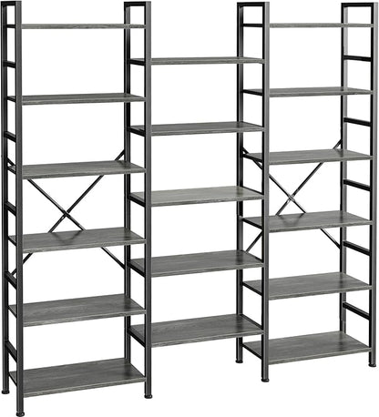 SUPERJARE Triple 6 Tier Bookshelf, Bookcase by SUPERJARE