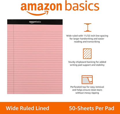 Amazon Basics Wide Ruled 8.5 x 11.75-Inch 50 Sheet Perforated Lined Writing - Image 2