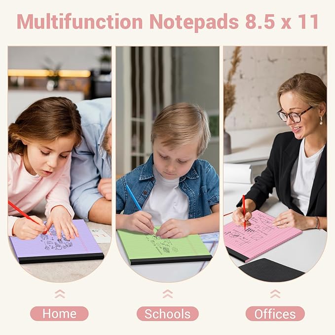 Roneky Legal Pads 8.5 x 11 Colored Notepad, 12 Pack Wide Ruled Lined Paper - Image 6