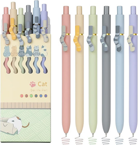 Ddaowanx Cat Gel Pens, 6 Assorted Colors 0.7mm Cute Colored Pens Fine Point by Ddaowanx