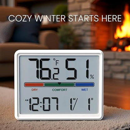 Luzsco Digital Hygrometer Indoor Thermometer, Clock - Image 4