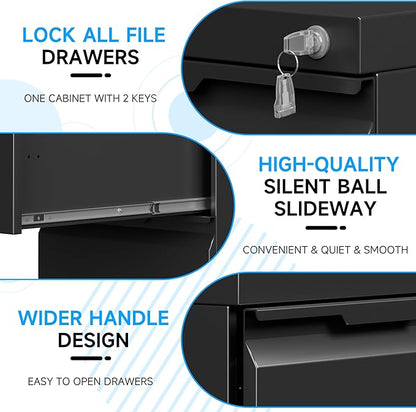 Bestoo 3-Drawer Mobile File Cabinet - Image 8