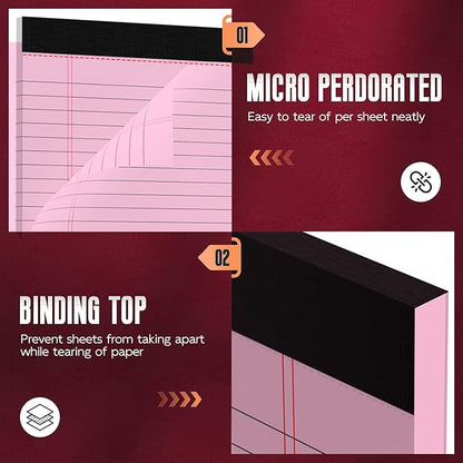 Roneky Pink Legal Pads 8.5 x 11 Wide Ruled Notepads, 3 Pack Note Pads 8.5 x 11 - Image 4