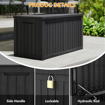 Yardgrace 200 Gallon Outdoor Storage Box Waterproof, Resin Deck Boxes - Image 3