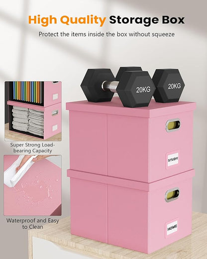 2 Pack Pink Leather File Storage Organizer - Image 4