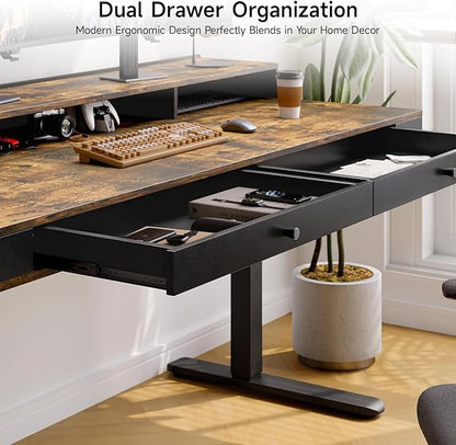 ONBRILL Standing Desk with Drawers, 55x23.6 Electric Stand Up Desk with Storage - Image 4