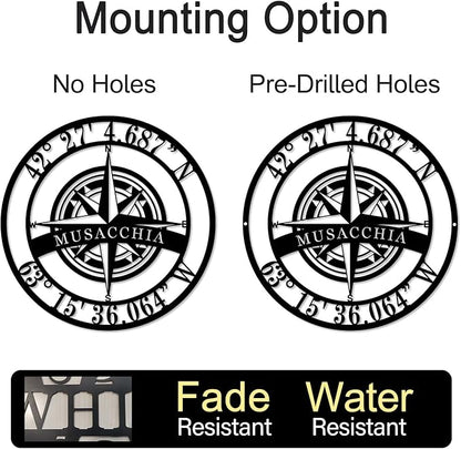 Metal Name Signs Personalized, Nautical Compass GPS Coordinates Metal Sign - Image 8