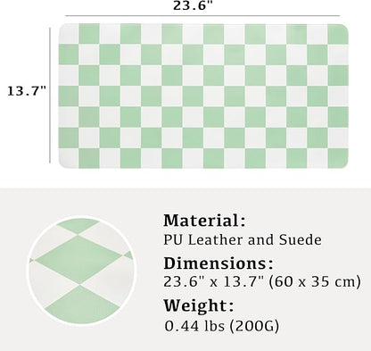 Ohocut Checkered Desk Mat, Large Cute Aesthetic Retro PU Leather Computer - Image 3