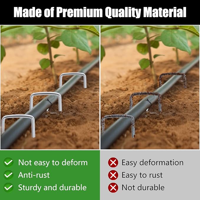 FEED GARDEN 8 Inch 100 Pack Galvanized Landscape Staples 11 Gauge Anti-Rust - Image 8