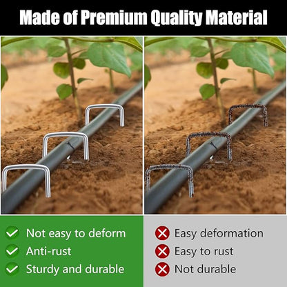 FEED GARDEN 10 Inch 50 Pack Galvanized Landscape Staples 11 Gauge Anti-Rust - Image 6