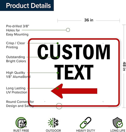 Custom Arrow, Custom Directional Sign, Left Arrow, 36x48 Inches, Rust Free - Image 6
