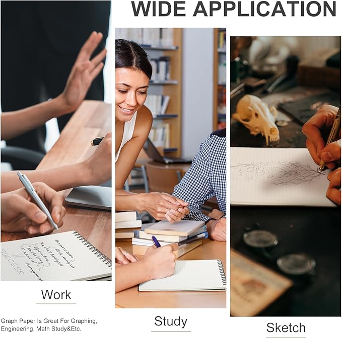 Engrowtic 2 Pack Graph Paper Spiral Notepad A5 Top Wirebound Notepad Grid - Image 4