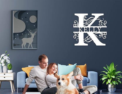 Custom Metal Name Sign | Split Letter Monogram Wall Decor | Personalized Family - Image 3