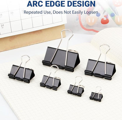 208 PCS Binder Clips Assorted Sizes – 0.6"-2" Black Metal Paper Clamps - Image 6