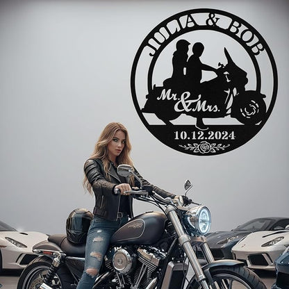 Custom Motorcycle Couple Metal Signs Personalized Couple Name Sign Motorbikes - Image 3