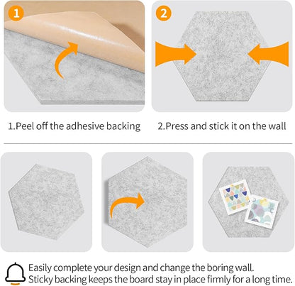 12'' Medium Hexagon Cork-Bulletin Board Tiles Adhesive 10PCS 12x10 inch - Image 7