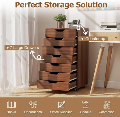 Giantex 7-Drawer Storage Cabinet, Mobile File Organizer - Image 4