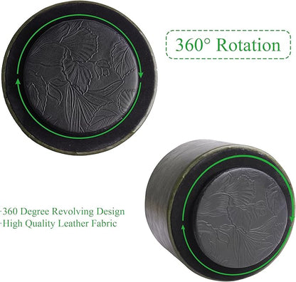 Hennaja Round Leather Art Supply Organizer, Remote Control Holder, 360 Degree - Image 4
