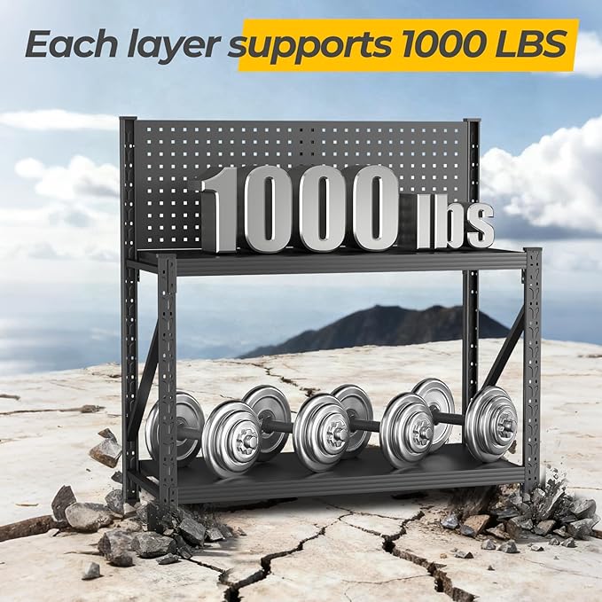 10 Sets Storage Shelves with Pegboard, Heavy Duty Garage Shelving Units and - Image 4