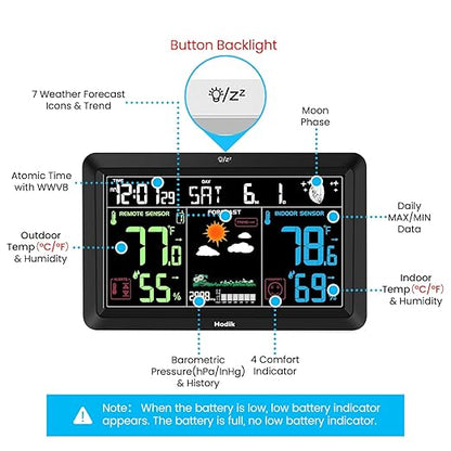 Weather Station Atomic Clock Indoor Outdoor Thermometer Wireless, Barometer - Image 4