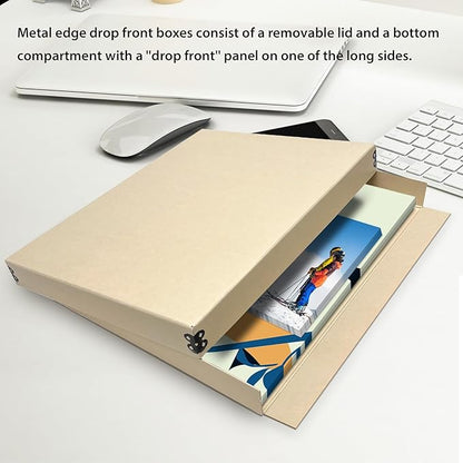 Lineco Museum Storage Box Tan, Archival Boxboard, Drop-Front Design - Image 7