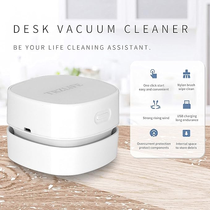 TRZLIFE Desk Vacuum Cleaner, Portable USB Rechargeable Mini Handheld Cleaner - Image 7