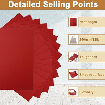 Silunkia 28 Sheets Christmas Red Cardstock 8.5 x 11 Craft Paper, 250gsm/92lb - Image 3