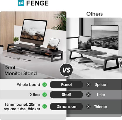 Fenge Dual Monitor Stand for Desk, 42.5in Large Monitor Riser for 2 Monitors - Image 5