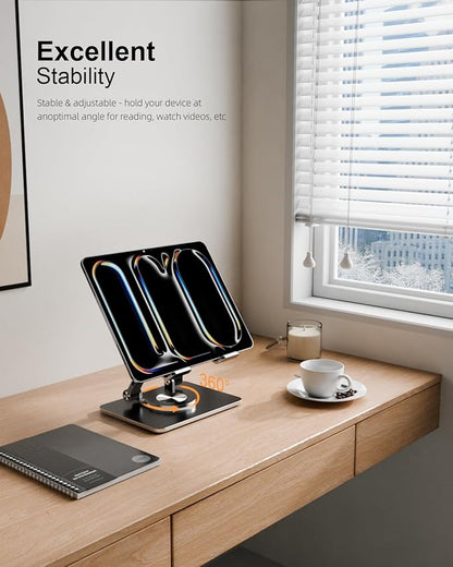 Tablet Stand Holder with Thickened 360°Rotating Base Dual Rod Adjustable - Image 2