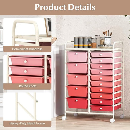 DORTALA 15-Drawer Rolling Storage Cart - Image 7
