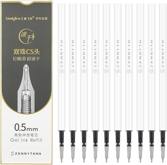 Ddaowanx 10 Pieces Gel Ink Pen Refills, Fine Point 0.5mm Tip Smooth Writing by Ddaowanx